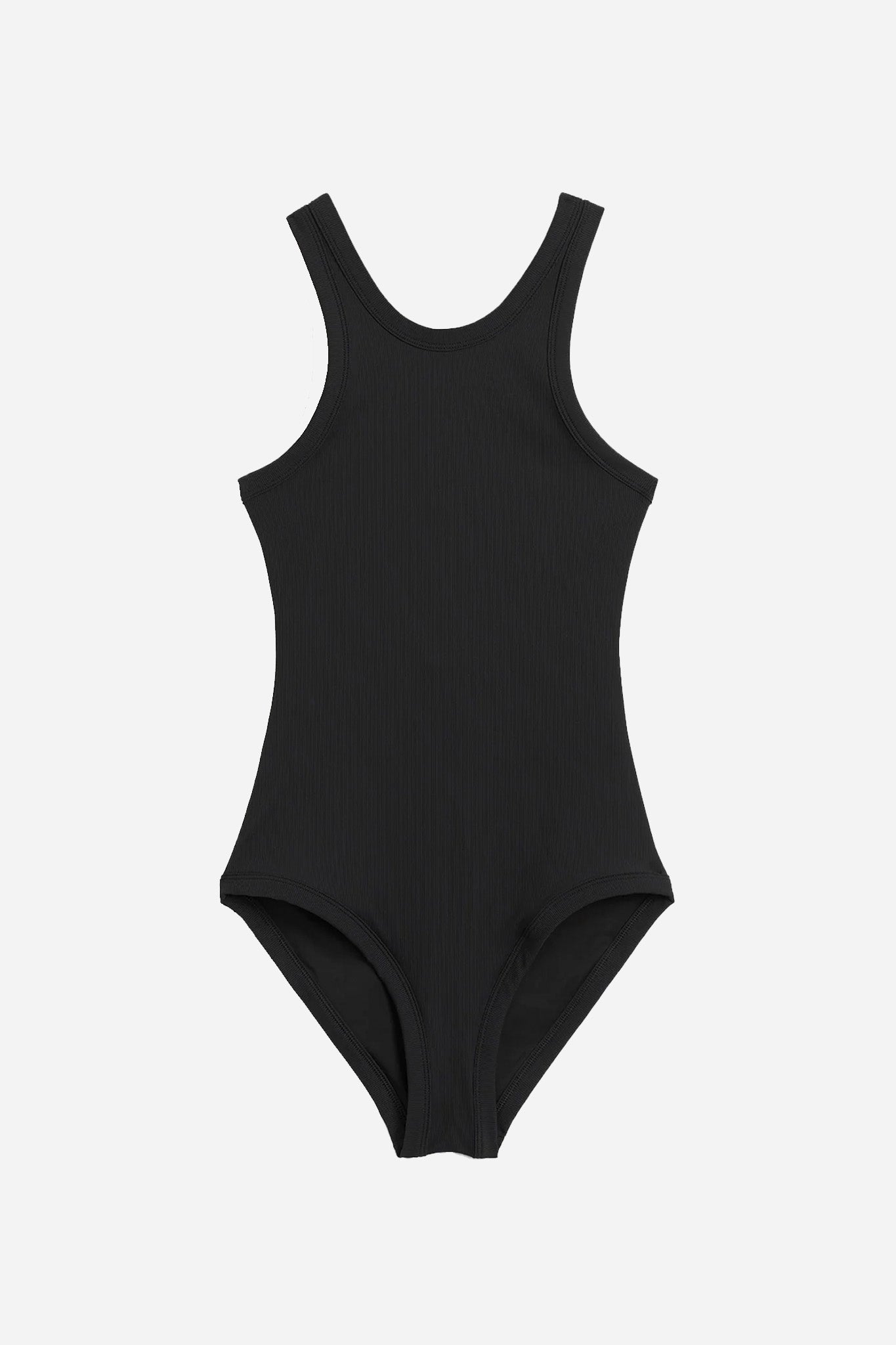 Curved Rib Swimsuit Black