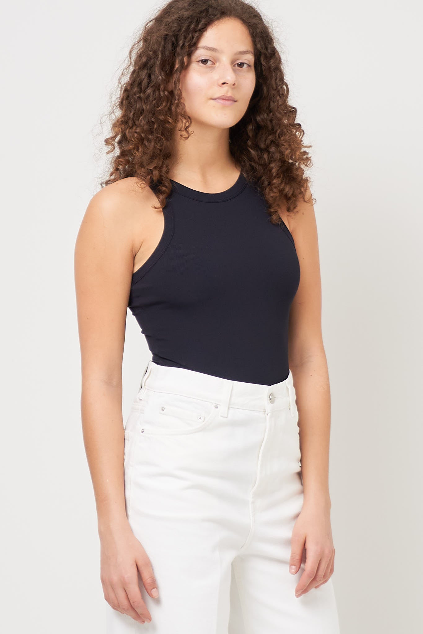 Curved Rib Swimsuit Black