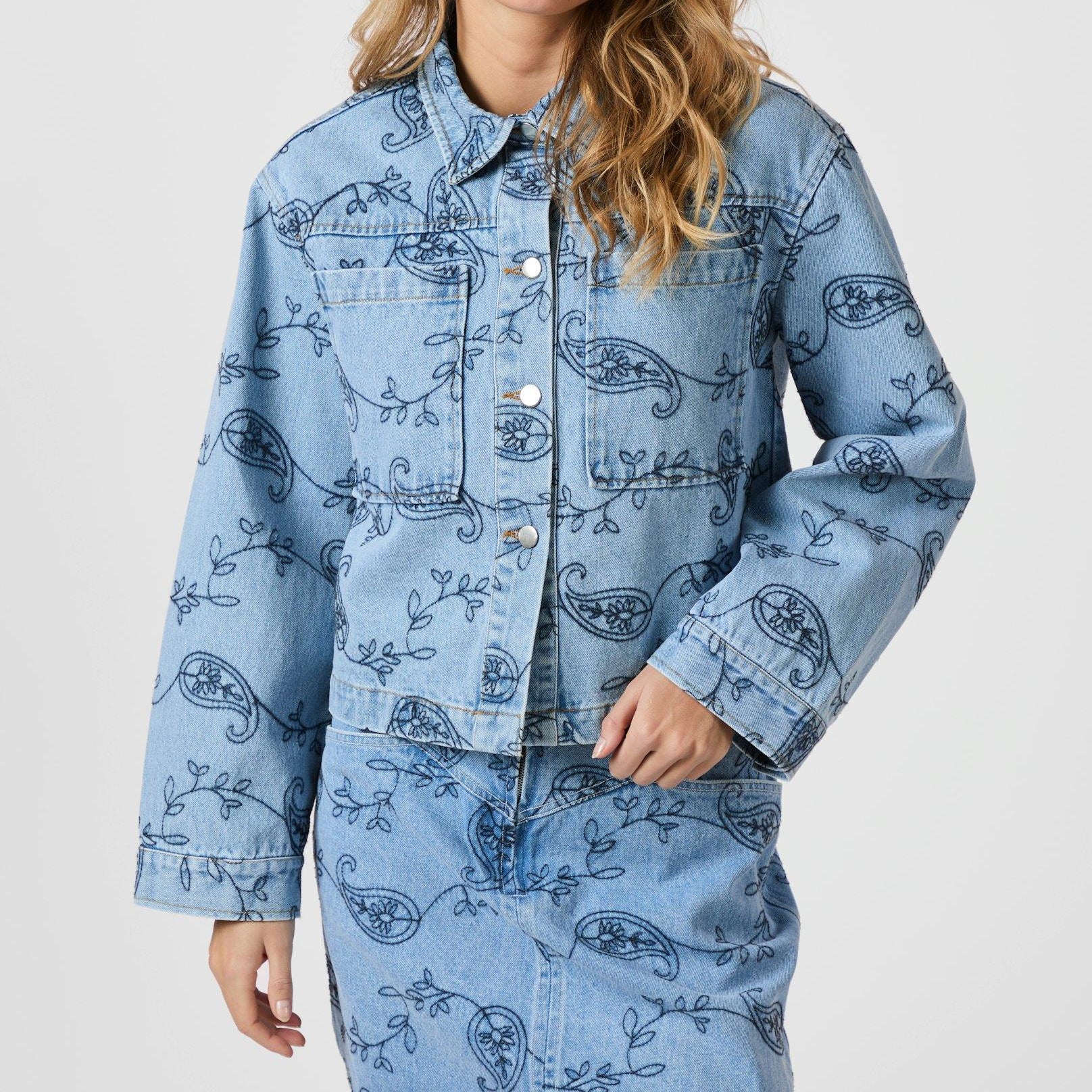Neo Noir Emilia Embroidery Jakke Blue (Forudbestilling lev. maj) Online