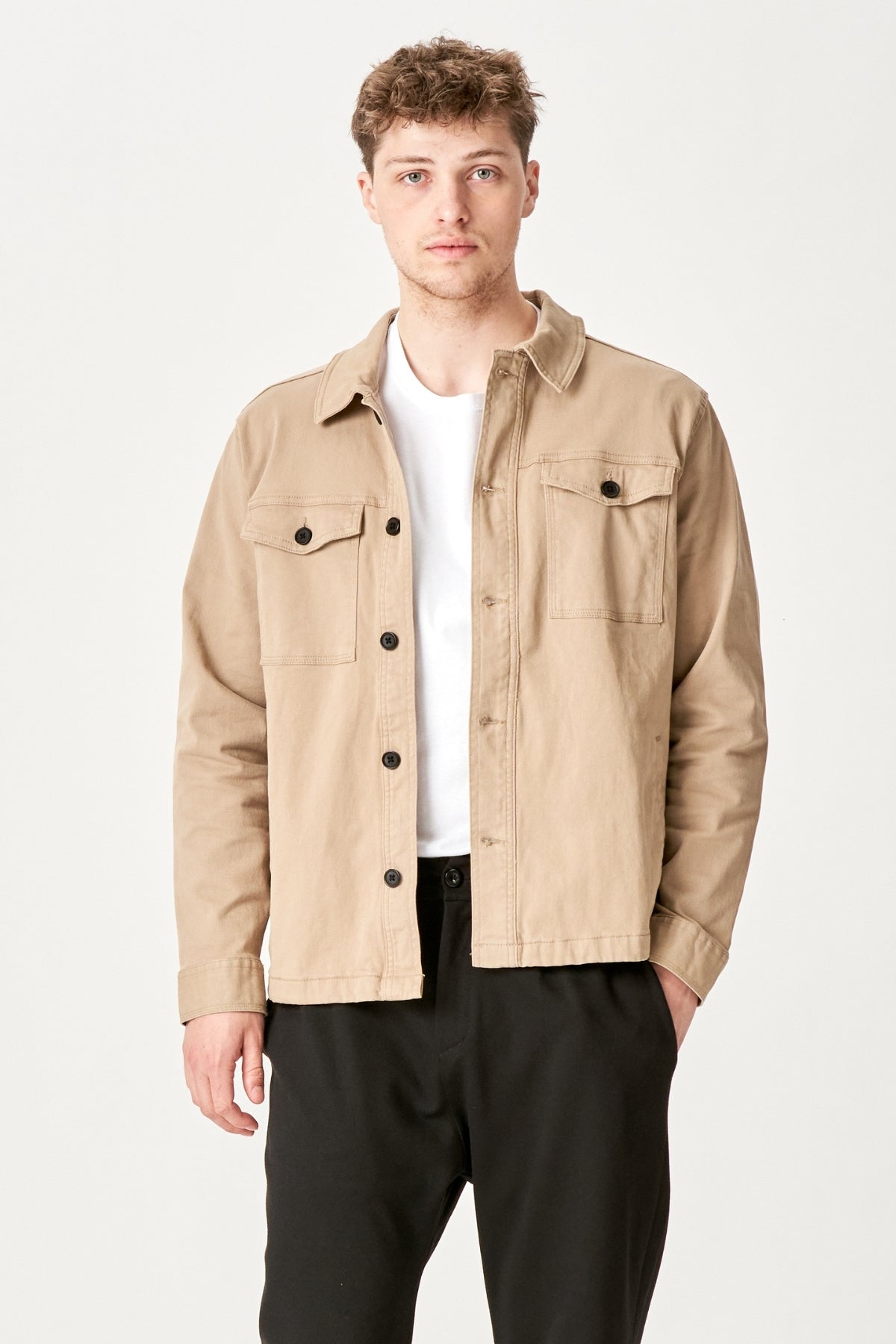 Twill Overshirt - Mørk Sand