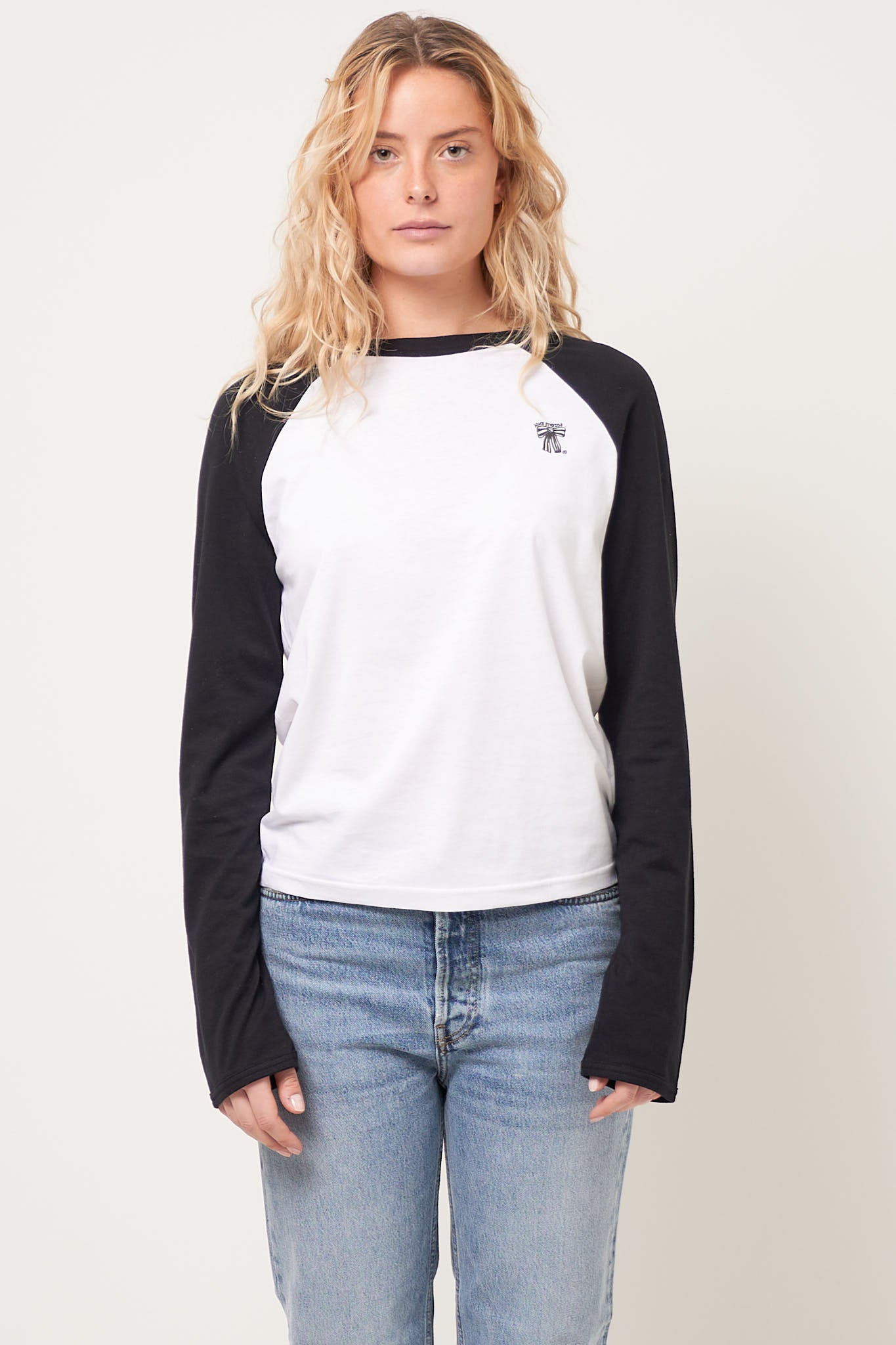 Bow L/S T-Shirt White/Black Online salg