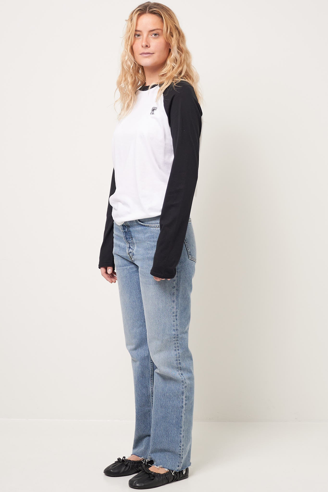 Bow L/S T-Shirt White/Black Online salg