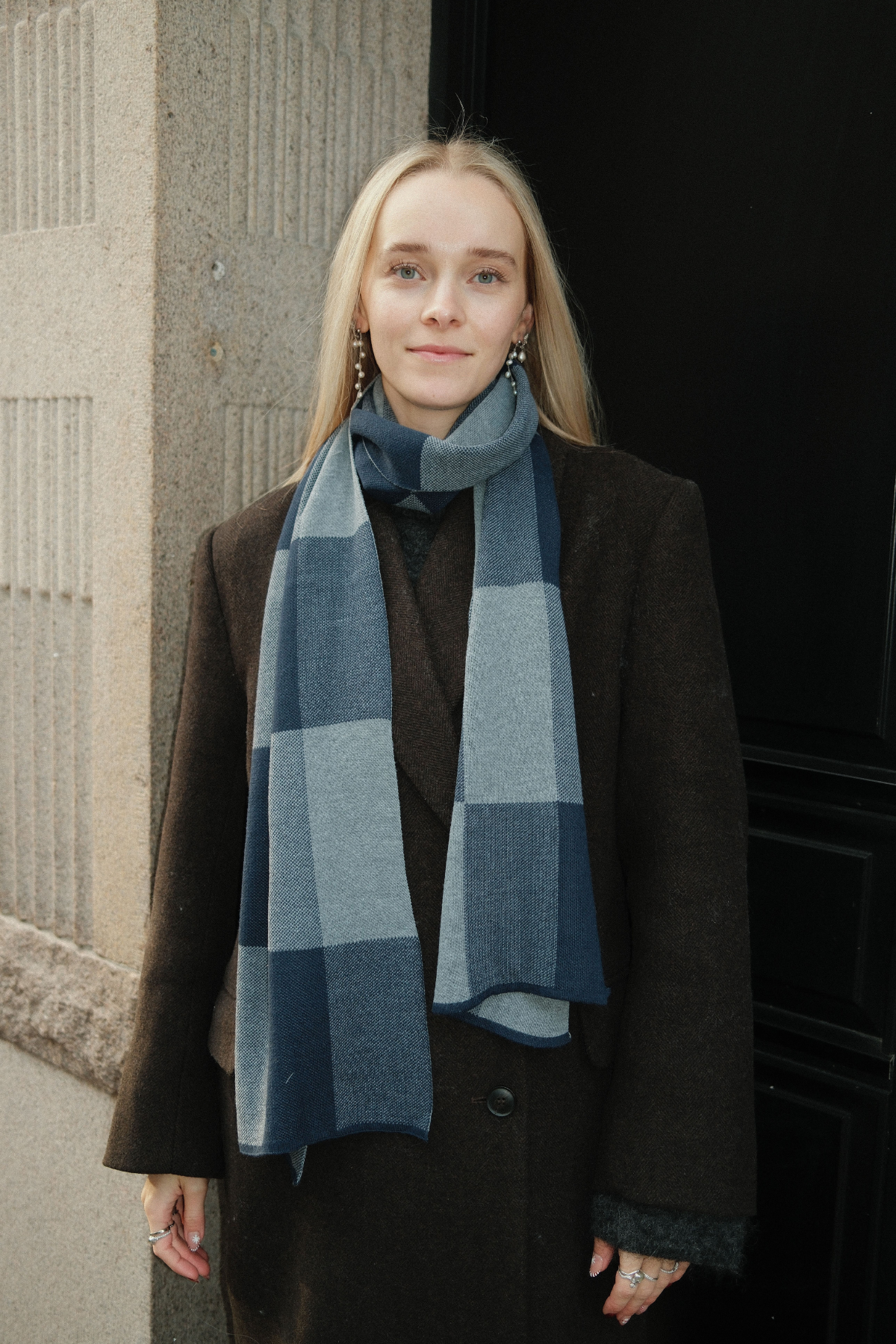 Halstørklæde - Navy Checkered Online
