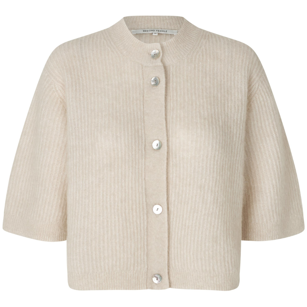 Second Female Andrea Knit Rib Cardigan Pumice Stone