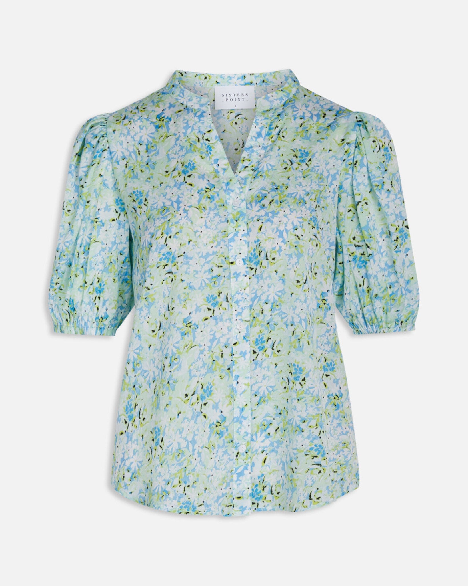 Varia Bluse - Blue/Green Flower