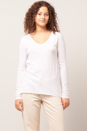 Jacksonville V-neck LS T-shirt White Online