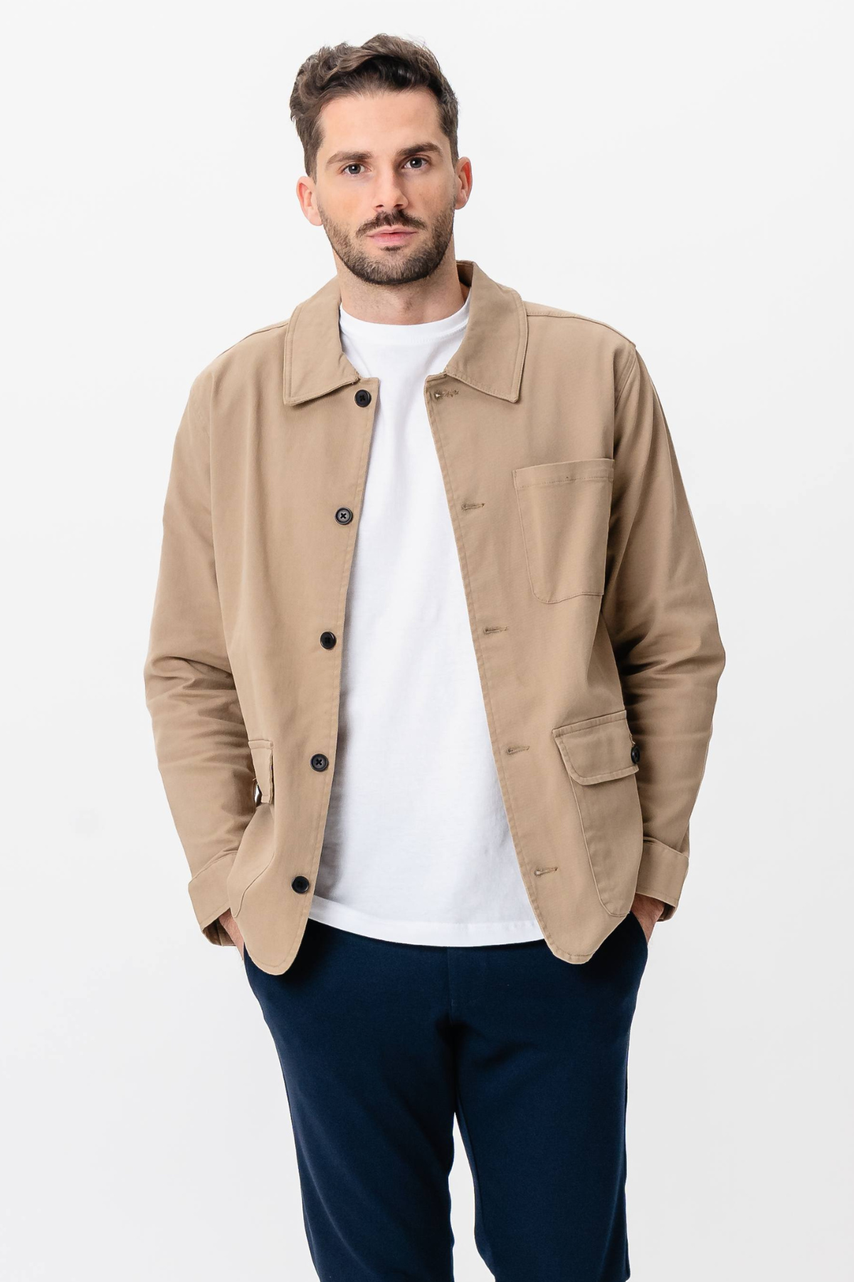Twill Skjorte Jakke - Mørk Sand