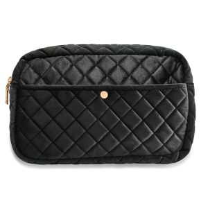 Fan Palm Large Beauty Bag Black Velvet