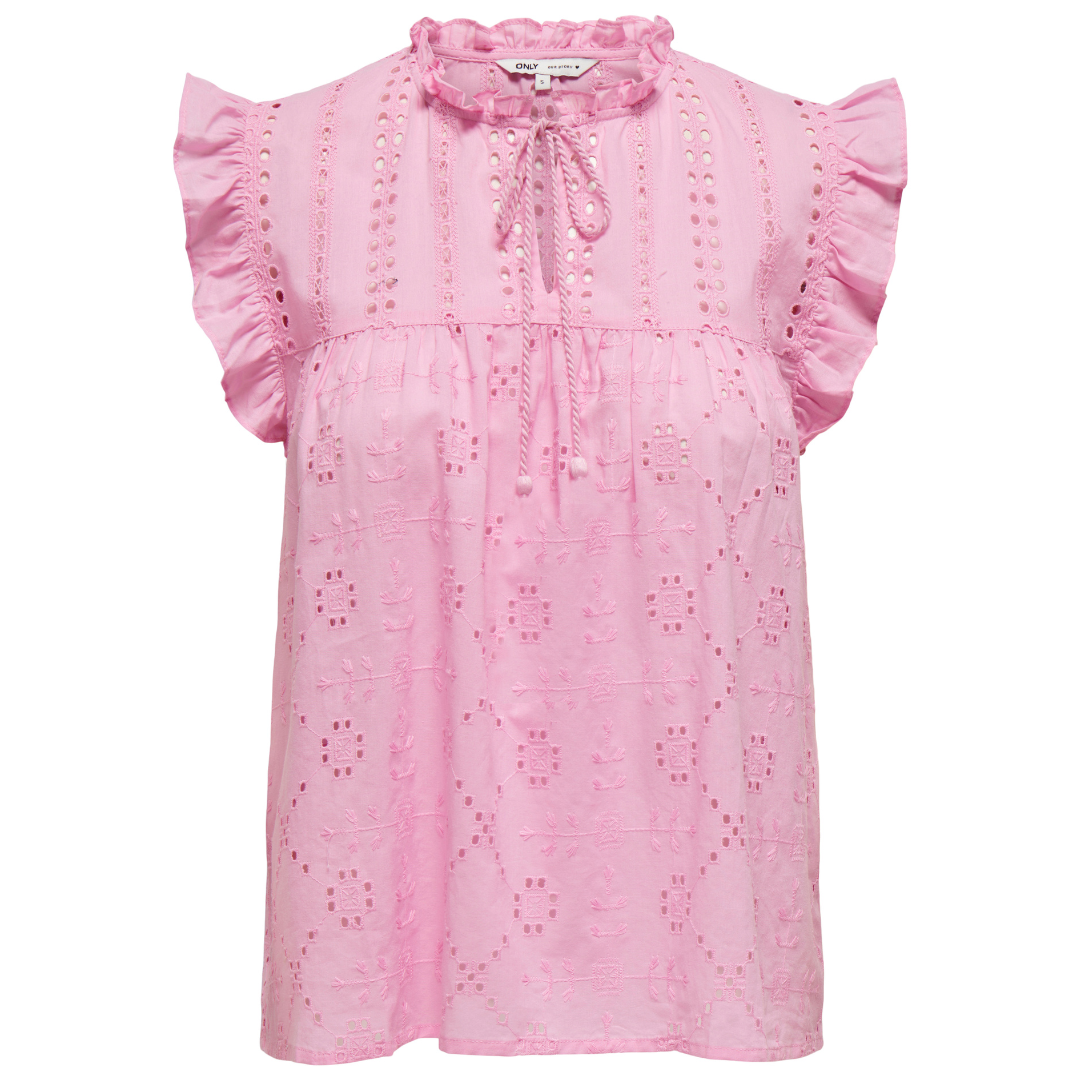 Only Reva Life SL Embroiderie Top Bonbon NOS25 Udsalg