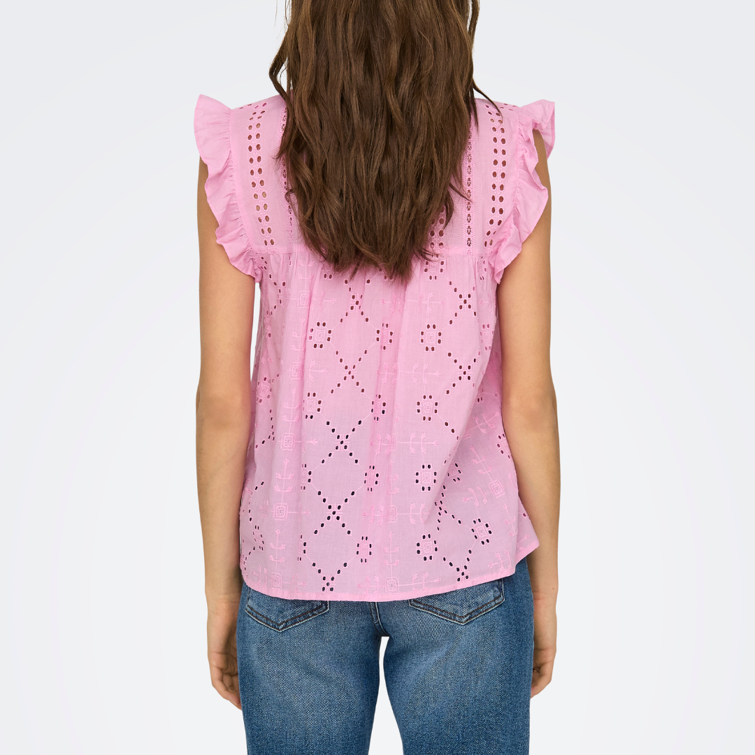 Only Reva Life SL Embroiderie Top Bonbon NOS25 Udsalg