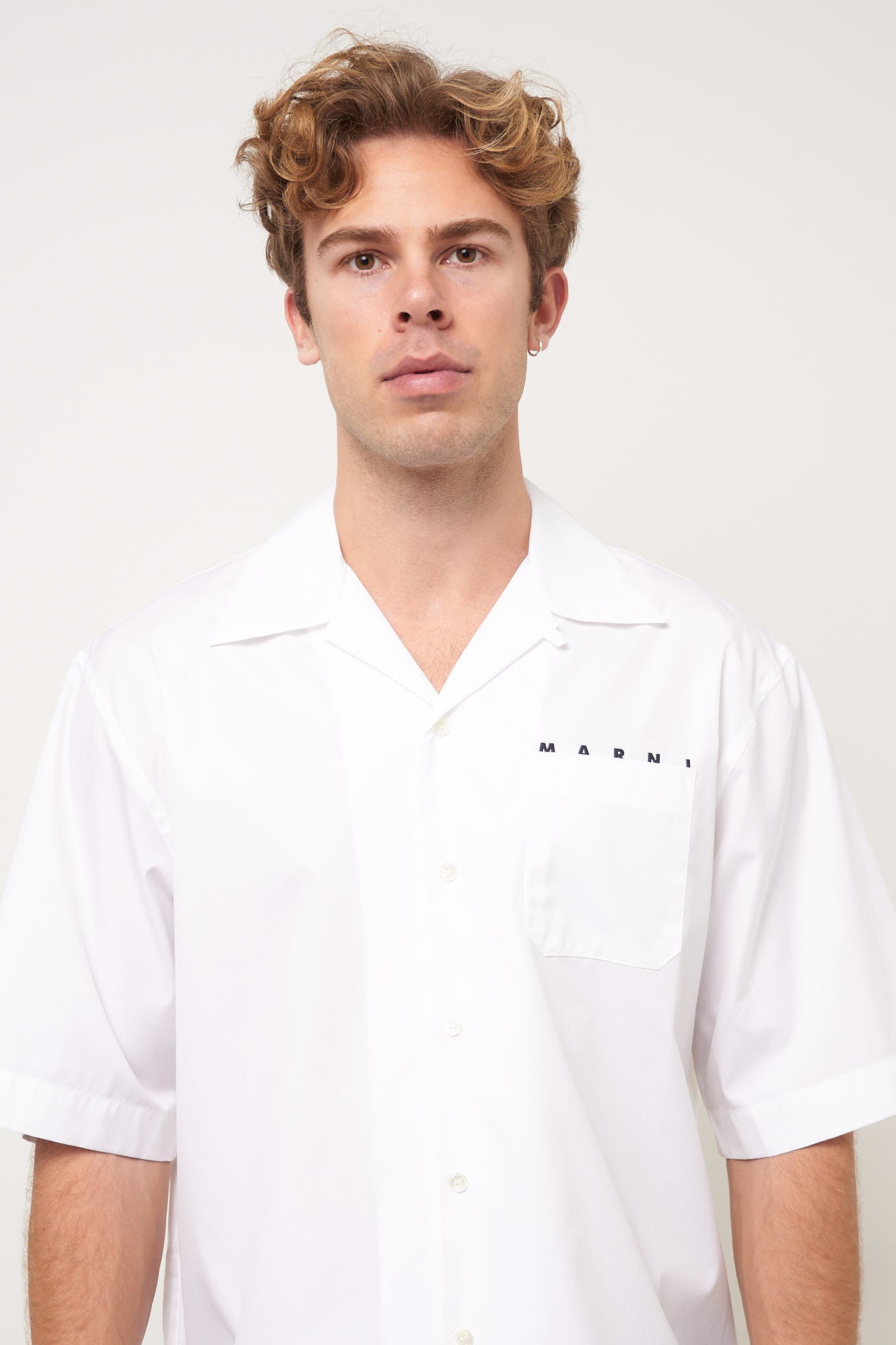 Hidden Logo Bowling Shirt White Online nu