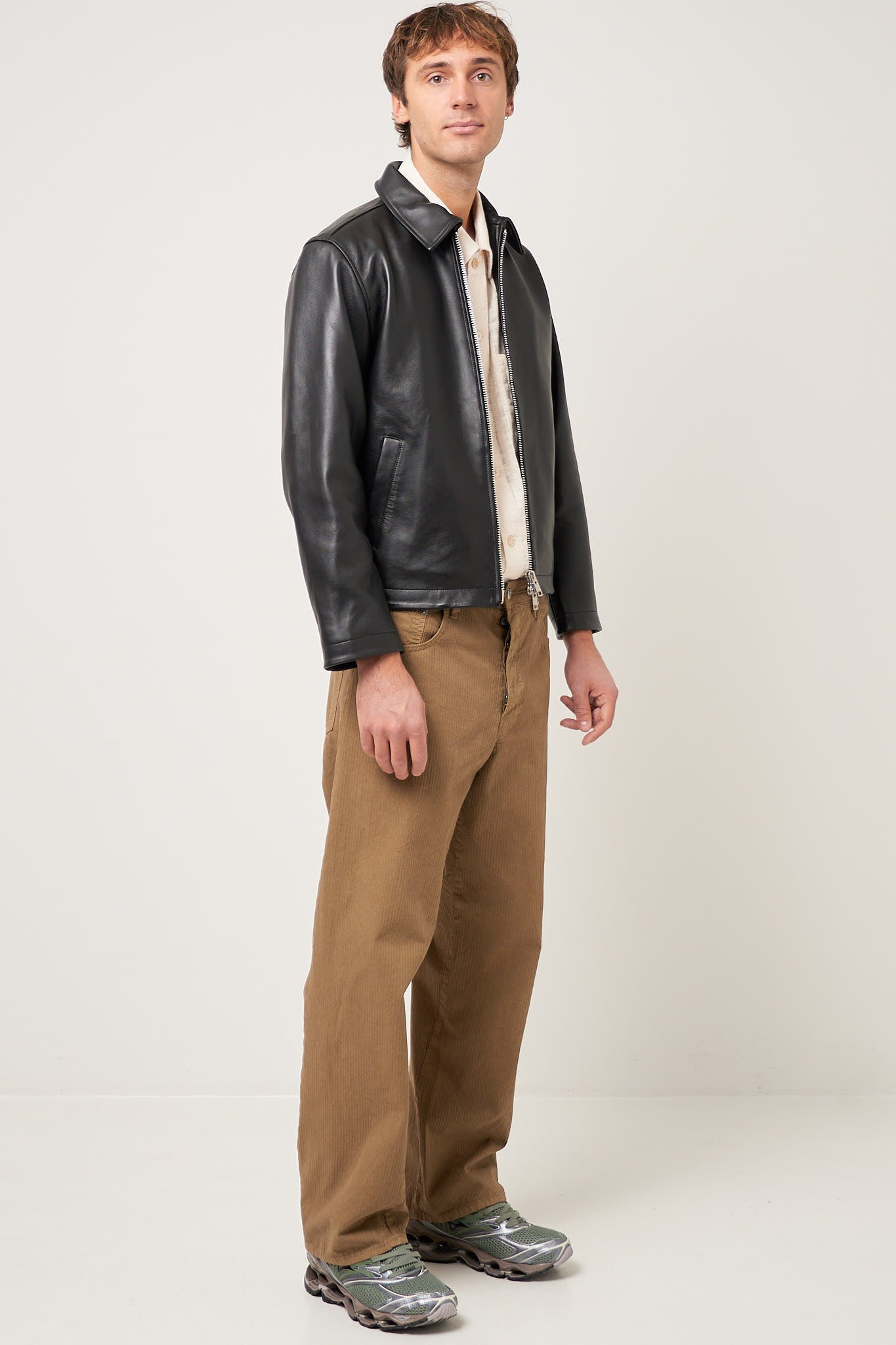 Short Leather Jacket Black Shine