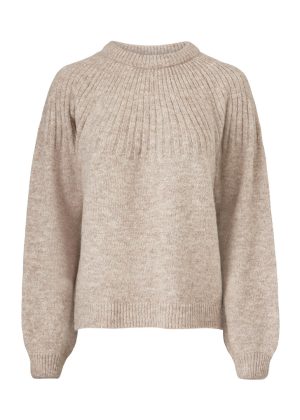 Modström Truce O-Neck Strik Beige Melange Rabat