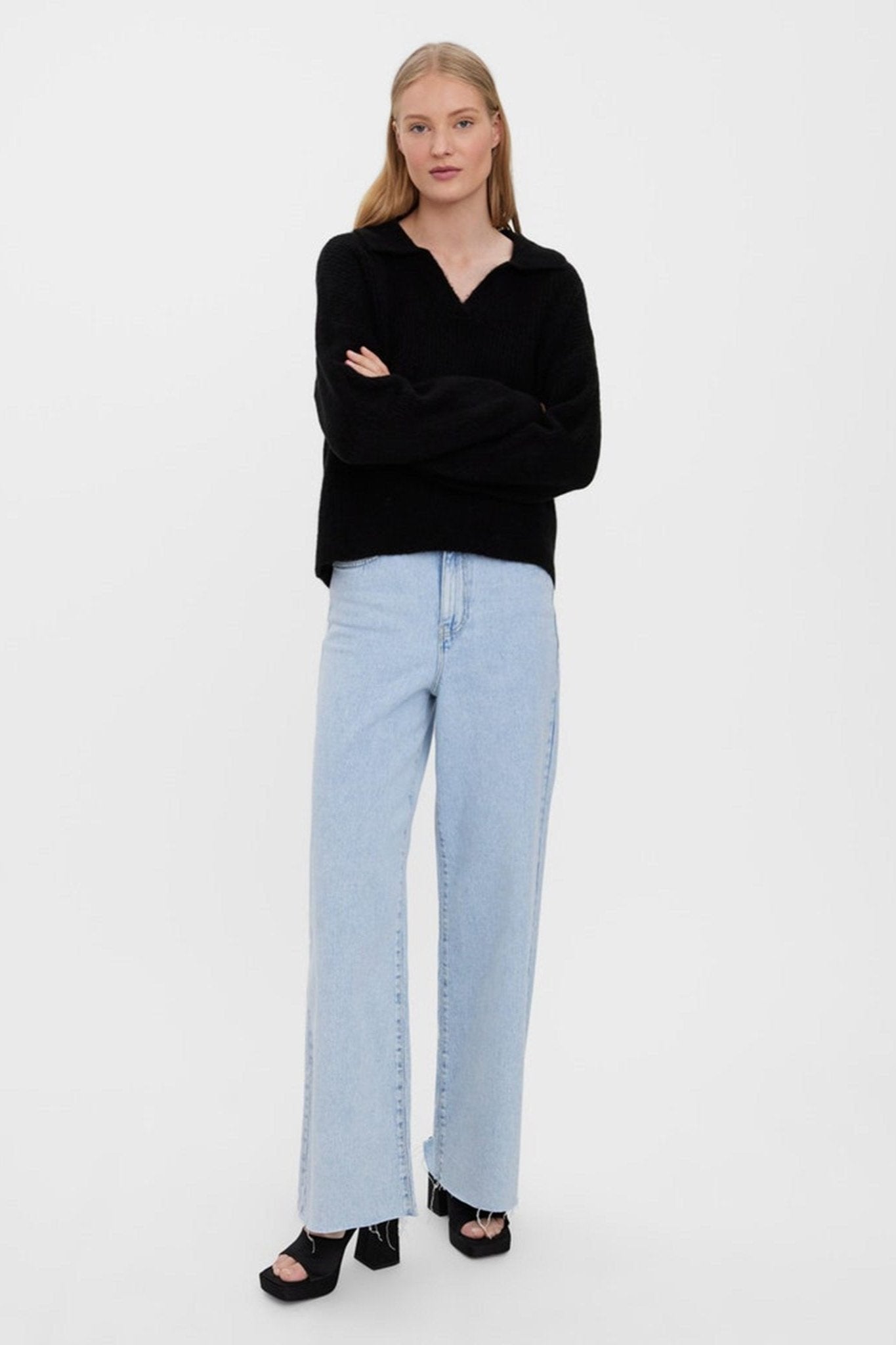 Olina Collar Bluse - Sort