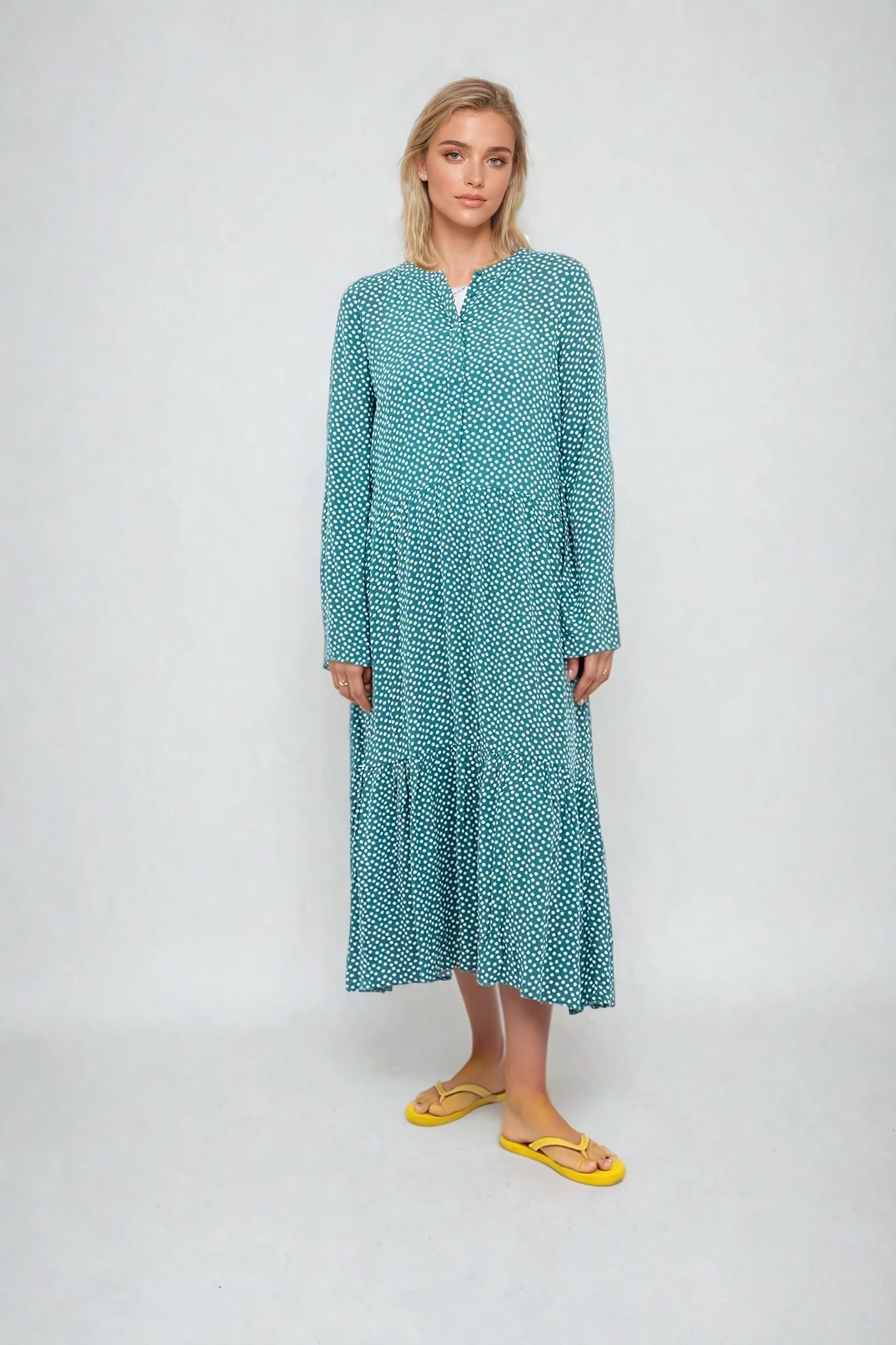 Anna langærmet kjole - Teal Green