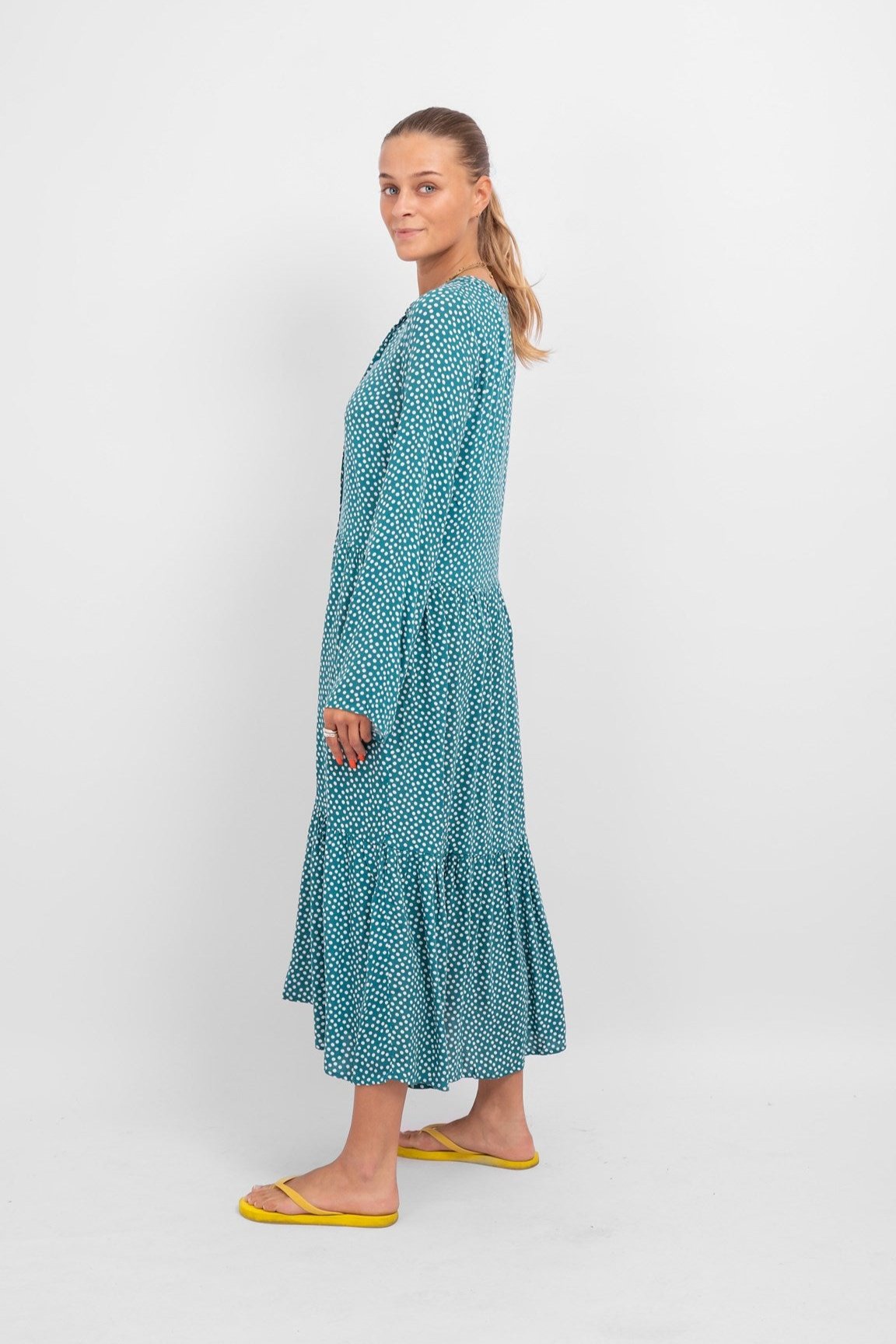 Anna langærmet kjole - Teal Green