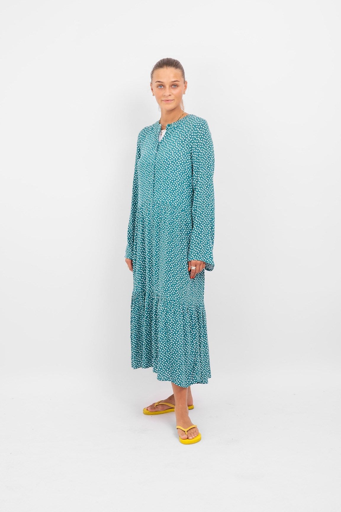 Anna langærmet kjole - Teal Green
