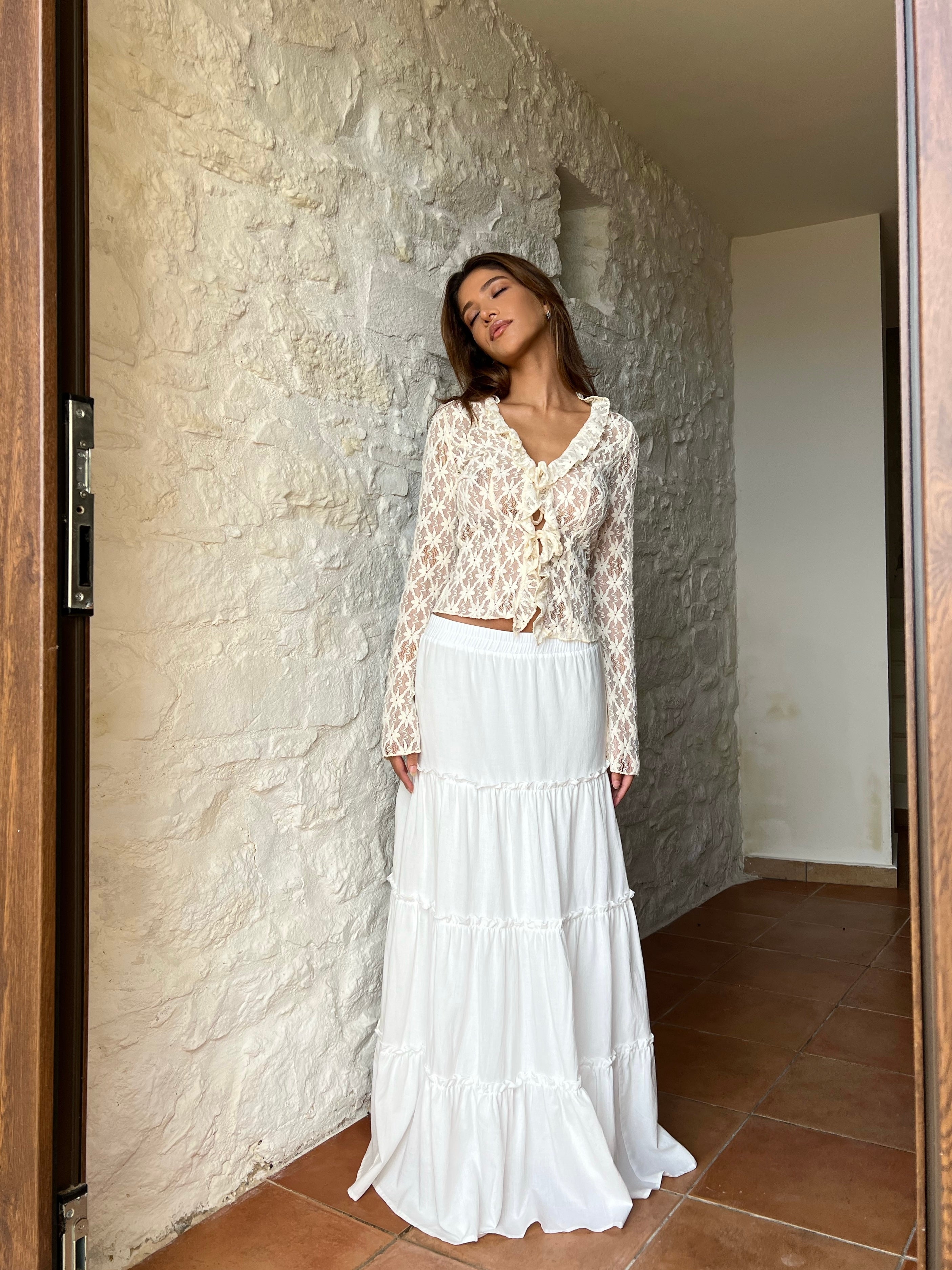 Cotton skirt - hvid Online Hot Salg