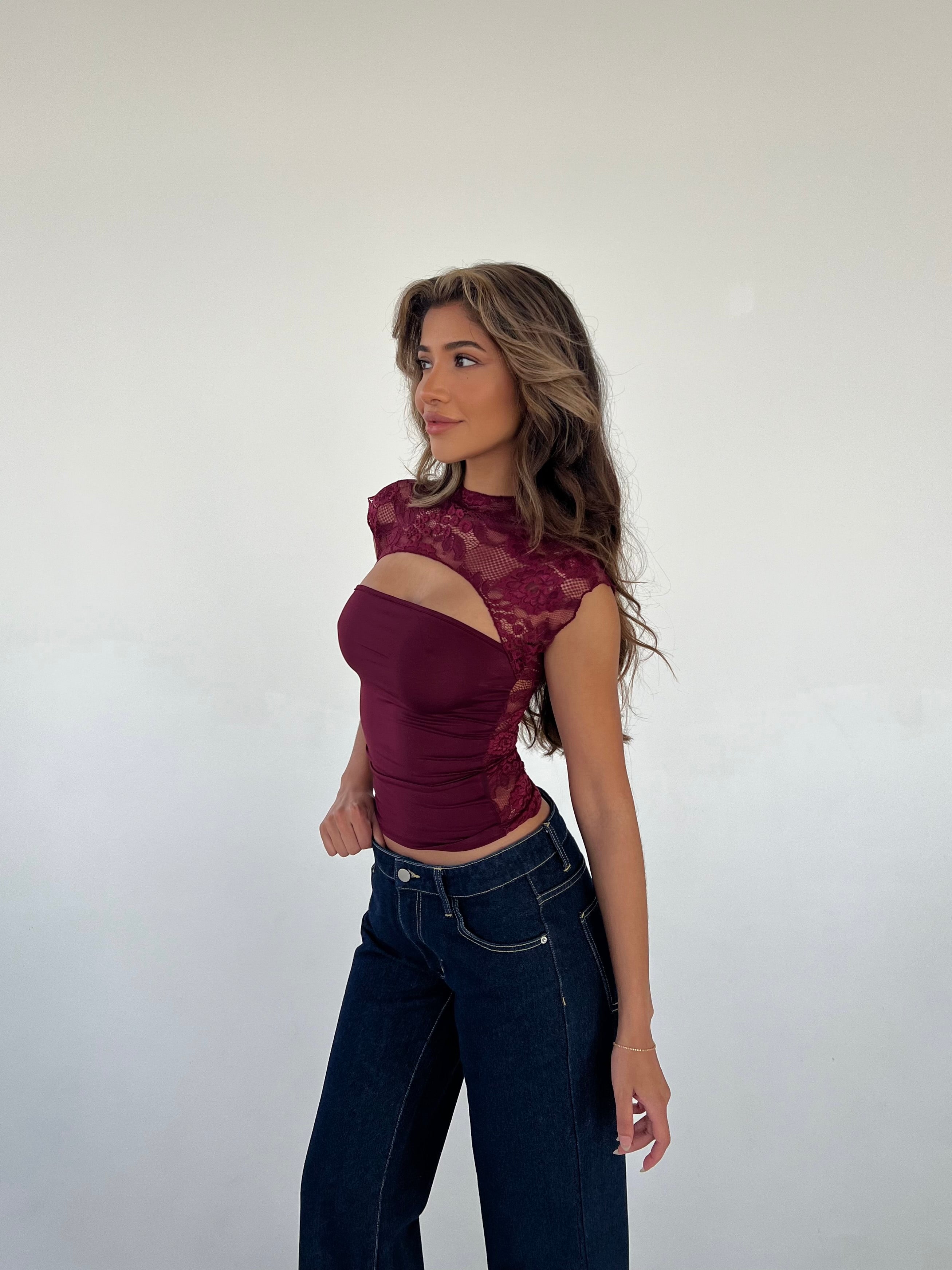 Lara lace top - bordeaux