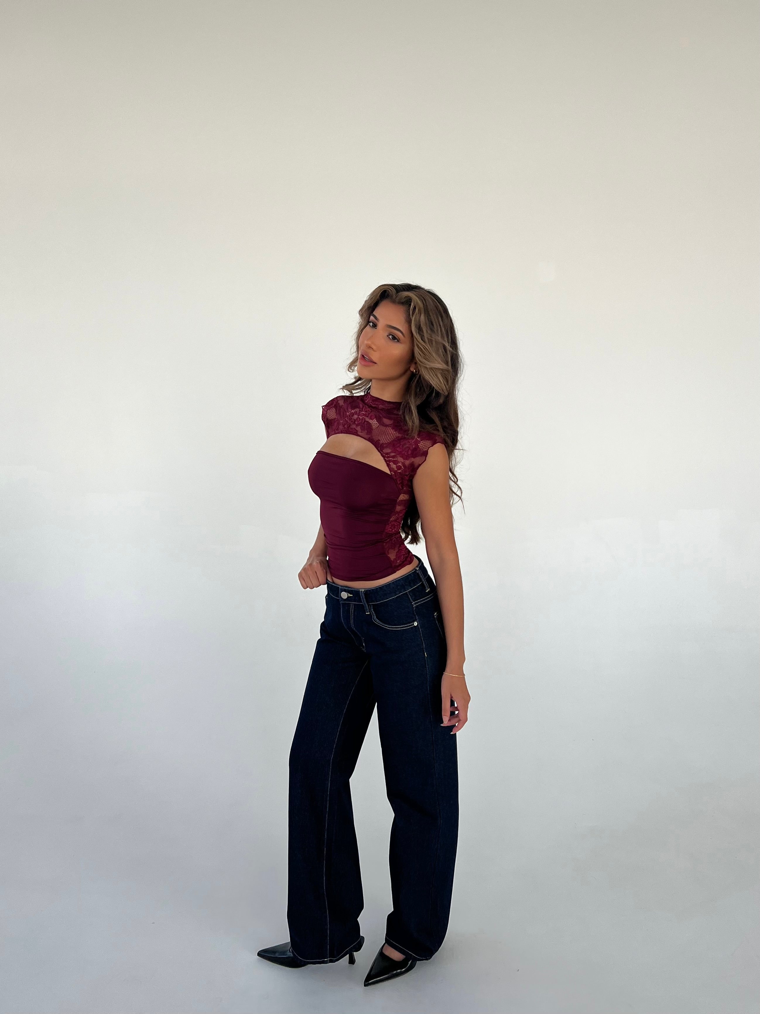 Lara lace top - bordeaux