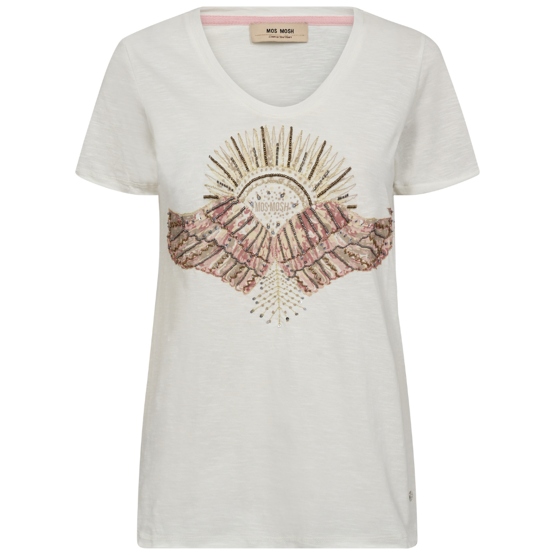 Mos Mosh Nadine O-SS Deco T-shirt Powder Pink