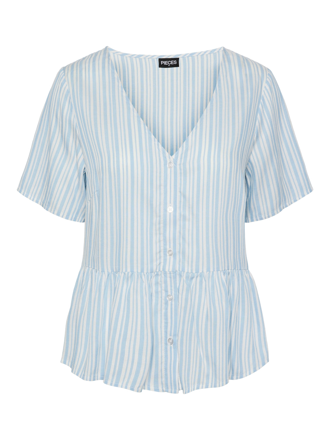 Pieces Alvina SS Button Down Bluse Blue Bell
