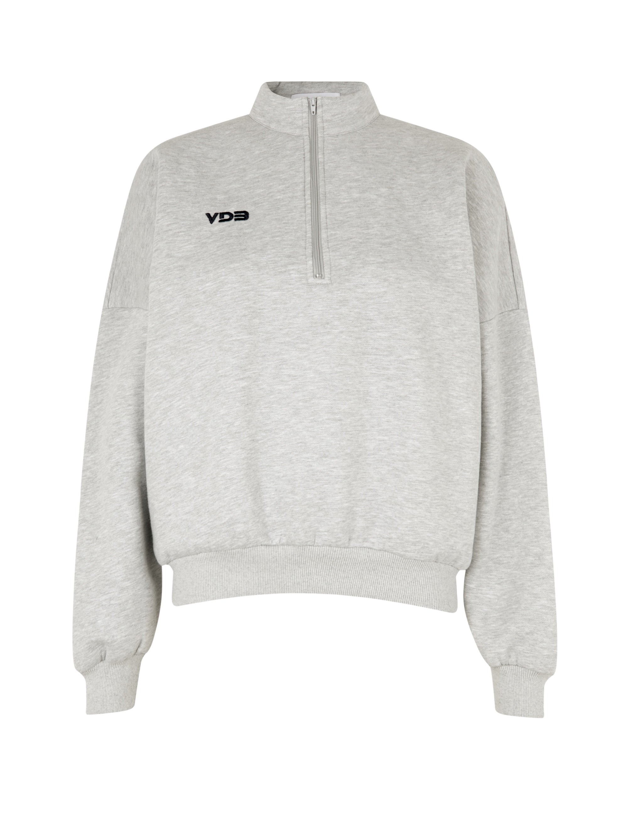 VDB zipper sweatshirt - lys grå (mørk blå logo) Udsalg