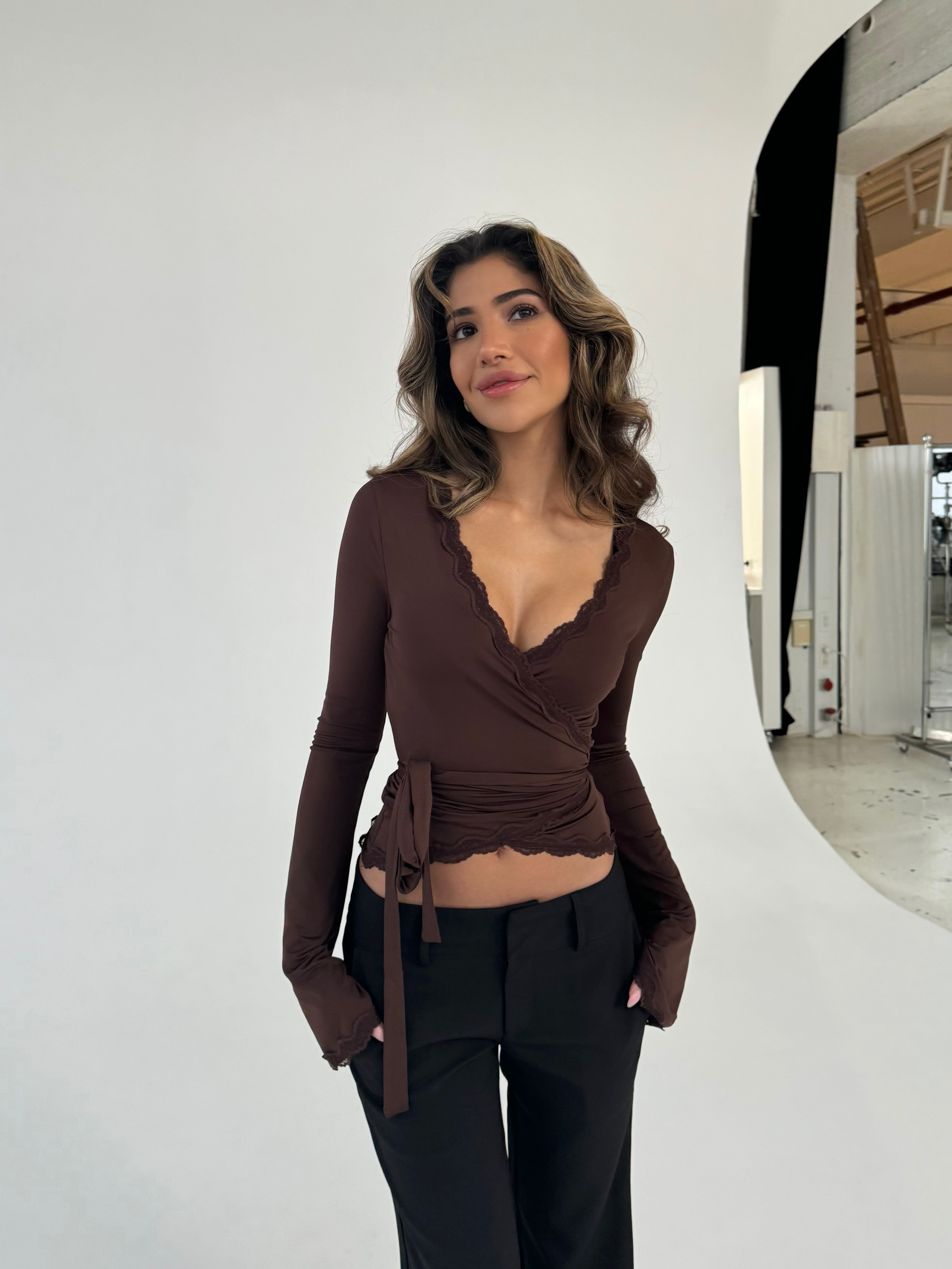 Ballerina basic top - mørk brun Online salg