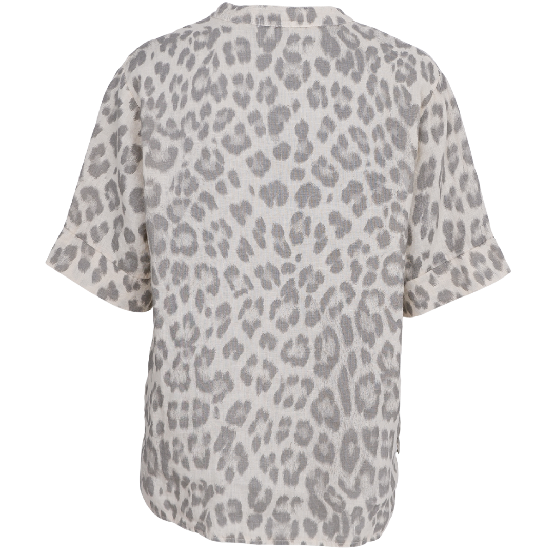 Black Colour Melina SS Linen Bluse Natural Leo