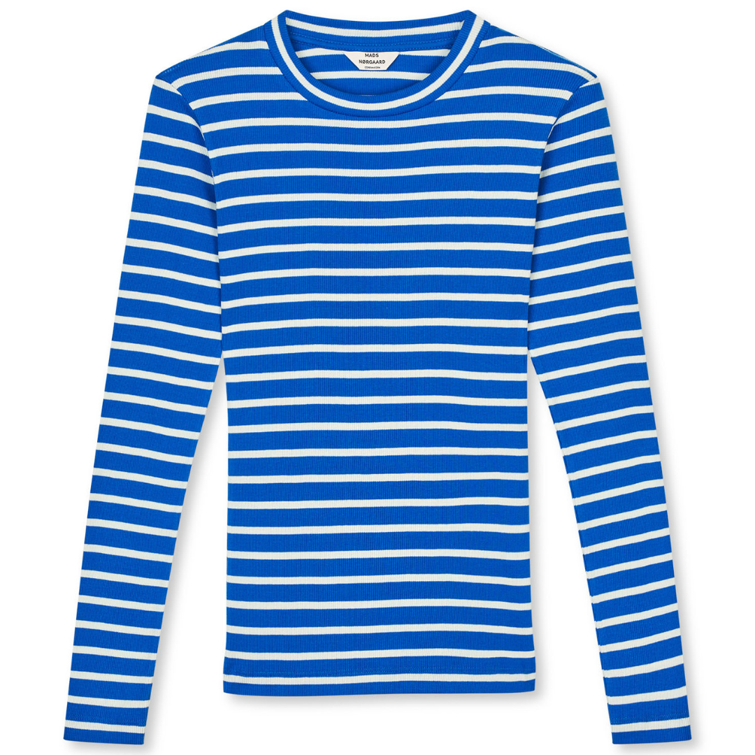 Mads Nørgaard 2x2 Cotton Stripe Tuba LS T-shirt Surf The Web/Vanilla Ice Hot på udsalg