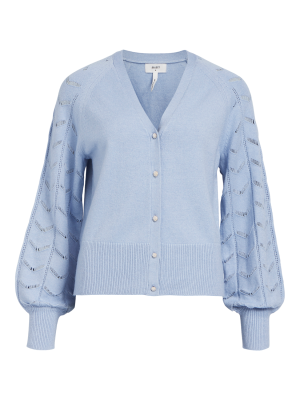Object Eva LS Knit Cardigan Brunnera Blue