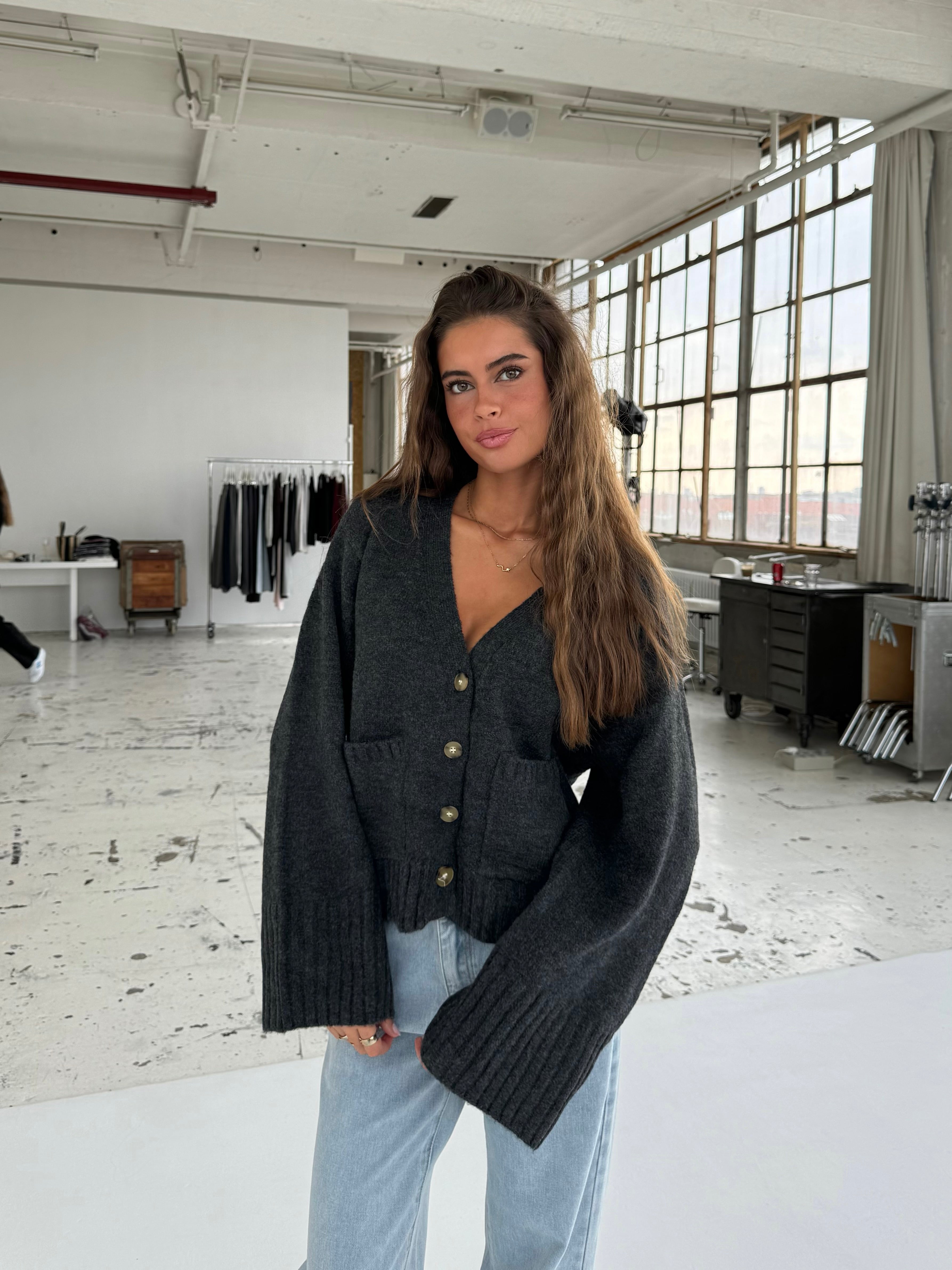 Wool blend Cardigan - mørk grå