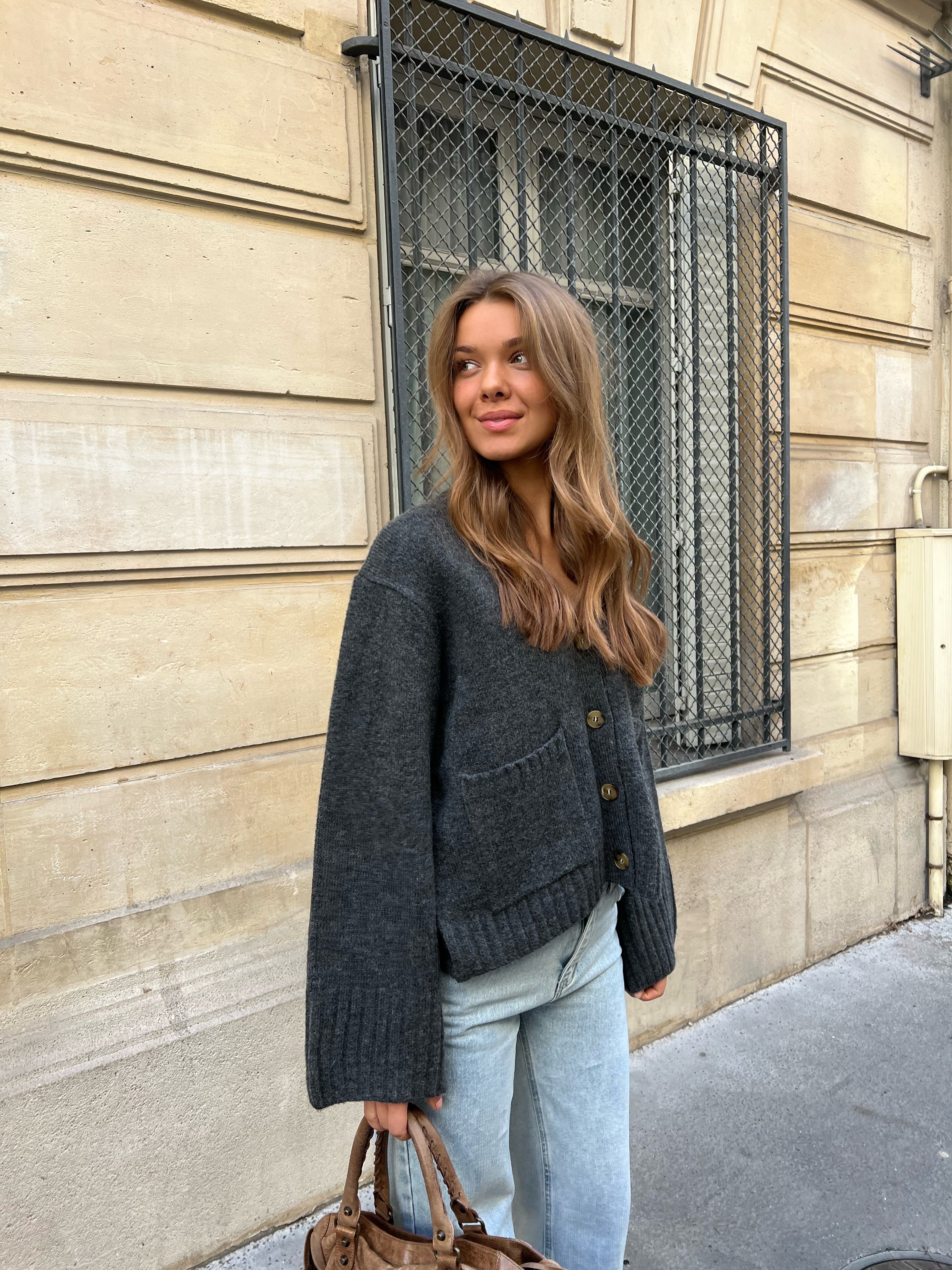 Wool blend Cardigan - mørk grå