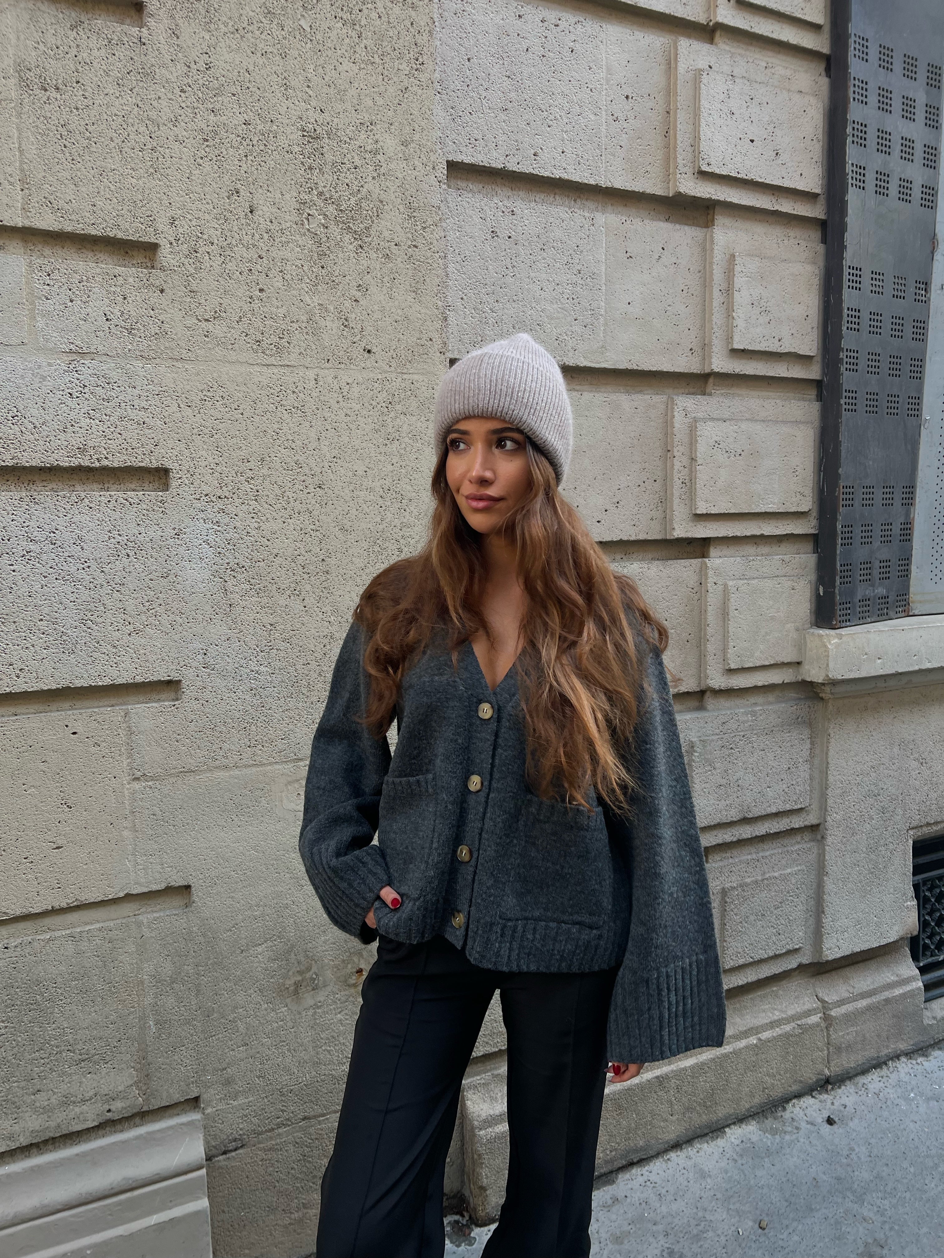Wool blend Cardigan - mørk grå