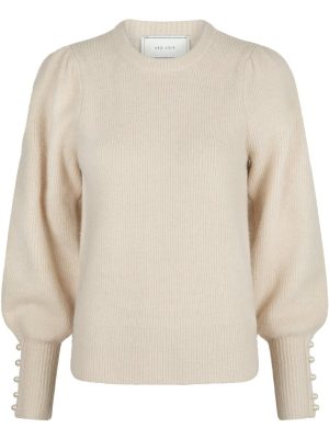 Neo Noir Angie Knit Bluse Ivory på udsalg
