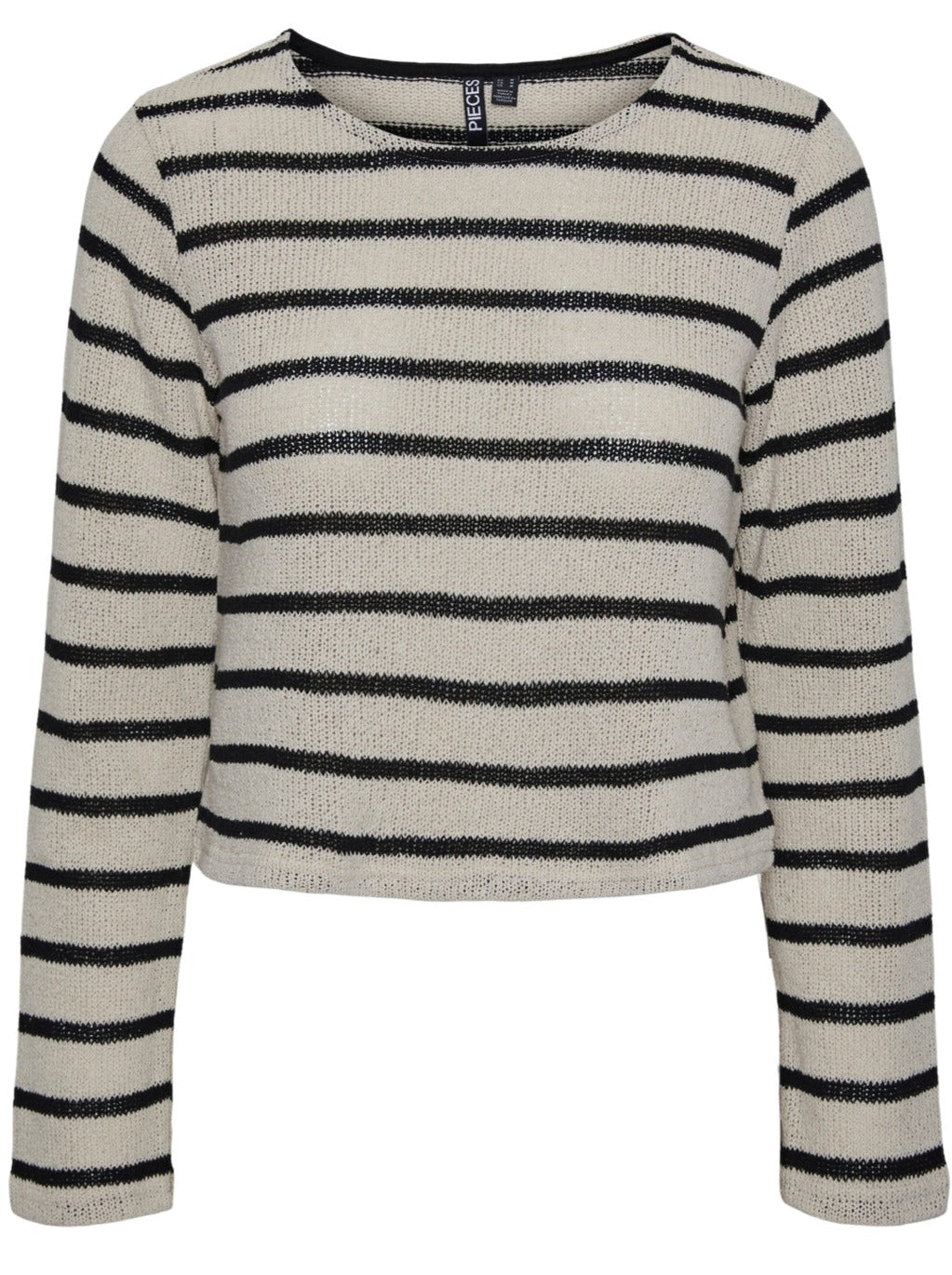 Pieces Sarah LS O-Neck Strik Birch/Black Udsalg