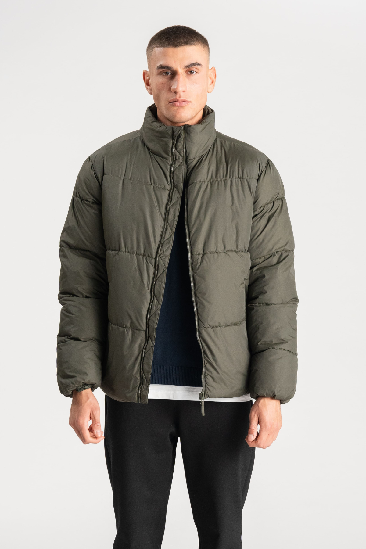 Puffer Jakke - Oliven Levere