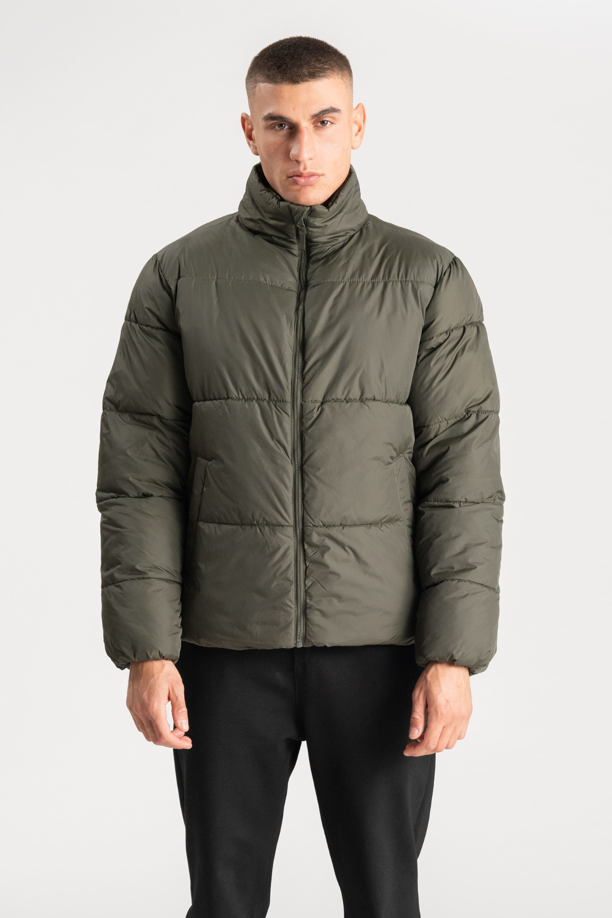 Puffer Jakke - Oliven Levere