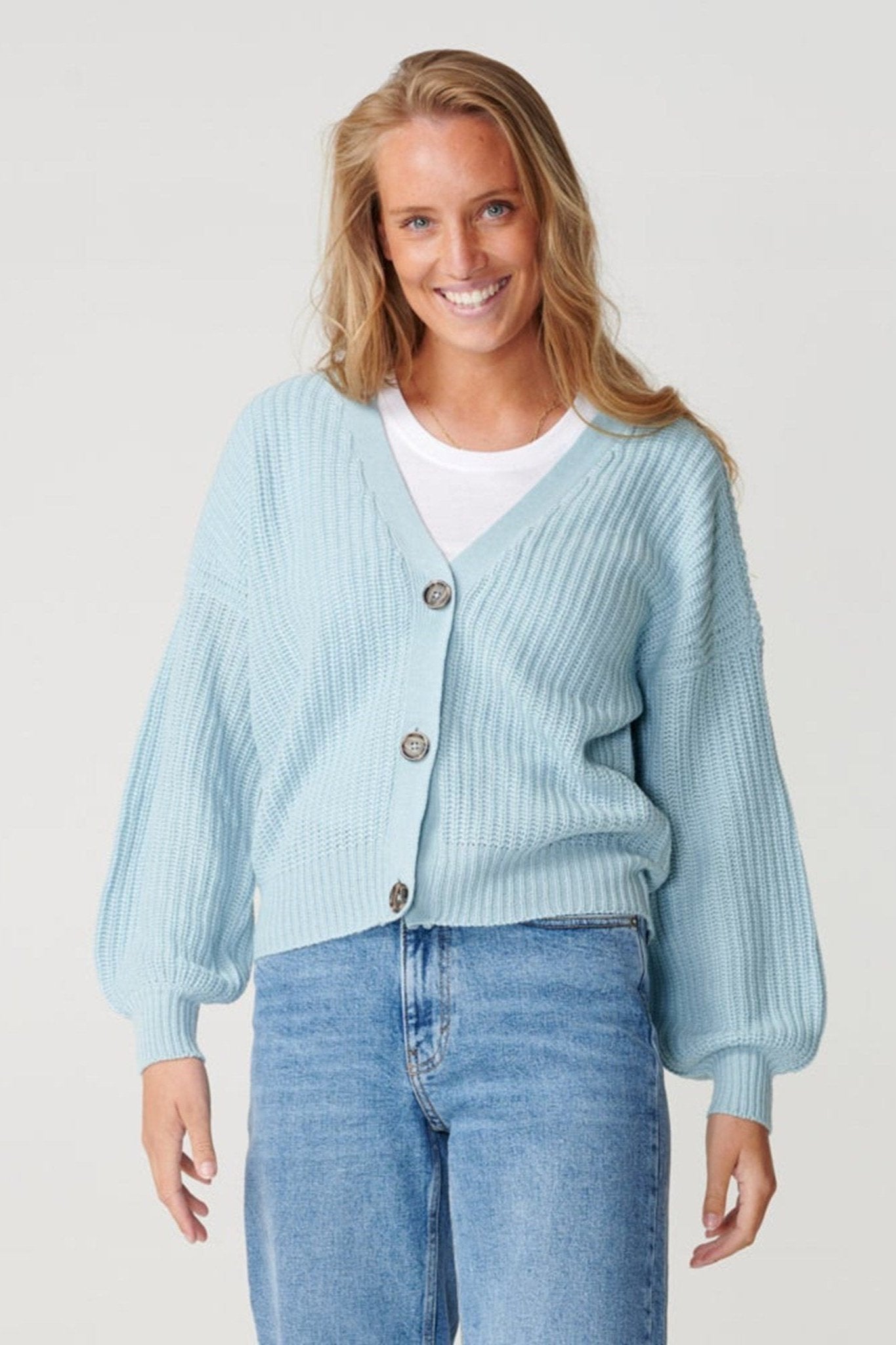 Knappet Cardigan - Blue fog