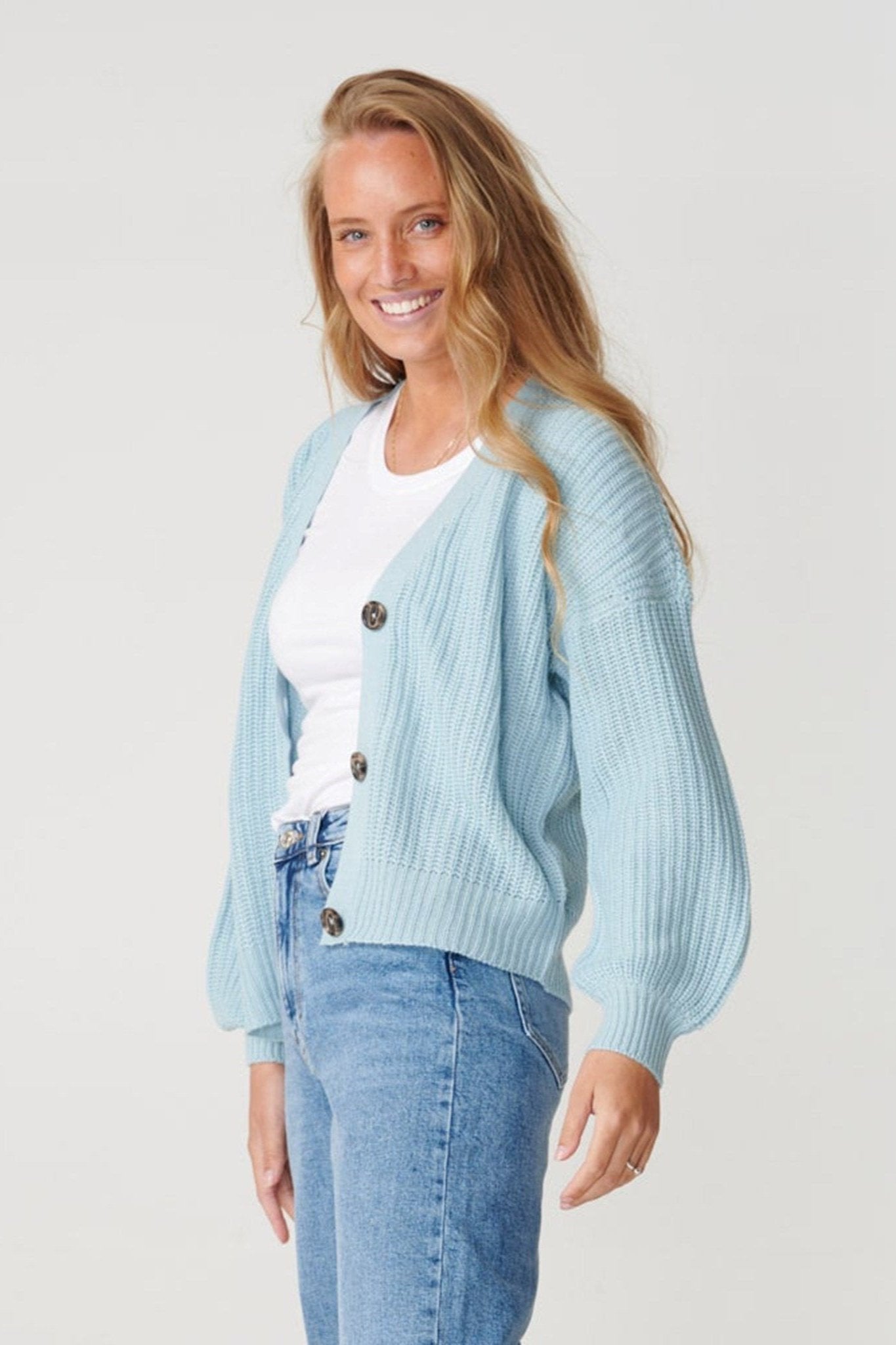 Knappet Cardigan - Blue fog