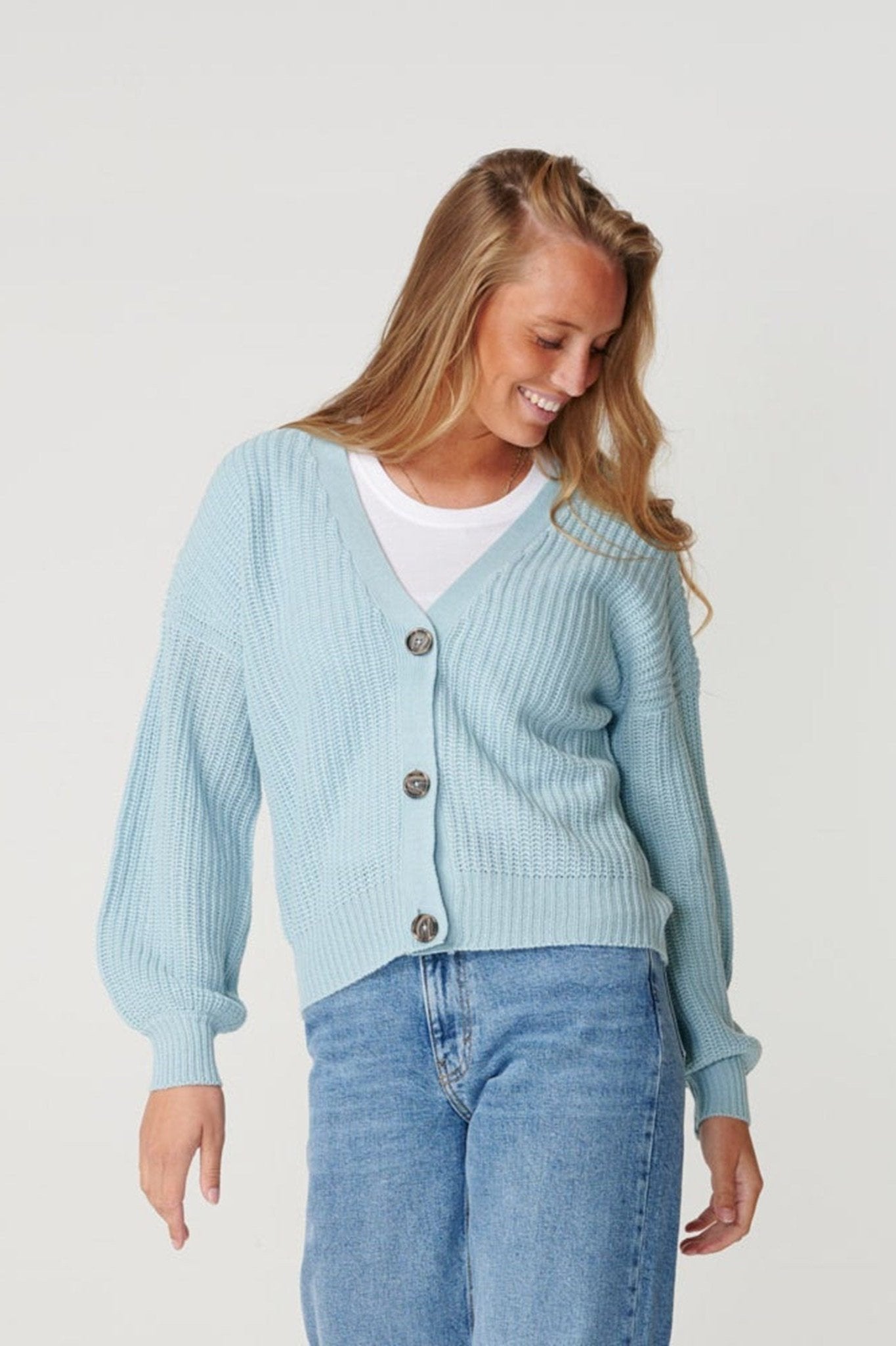 Knappet Cardigan - Blue fog