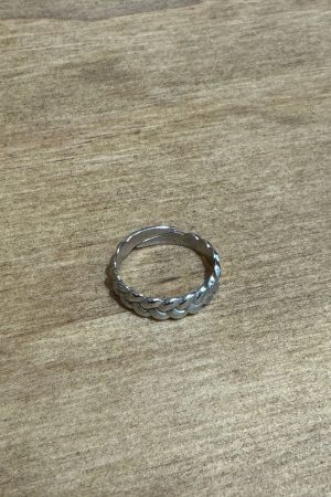Vævet Stål Åben Ring - Sølv (Sample)